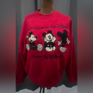 Disney Bright Red Mickey Mouse Sequin & Embroidered Crewneck Sweatshirt